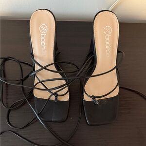 Boohoo Elegant Black Strappy Heels